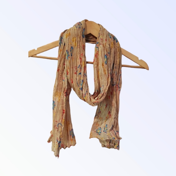 Lightweight floral print crinkle scarf - Picture 1 of 2